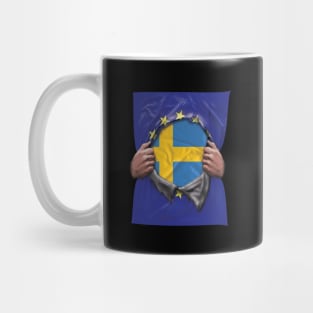 Sweden Flag European Union Flag Ripped Open - Gift for Swede From Sweden Mug